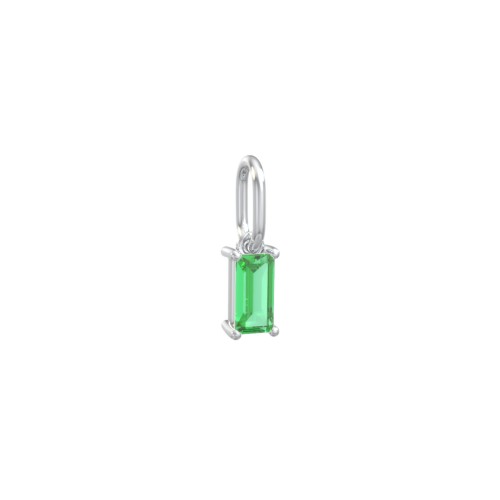 Baguette Gemstone Charm – Sterling Silver with Emerald