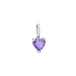 Heart Gemstone Charm in 925 Sterling Silver with Amethyst