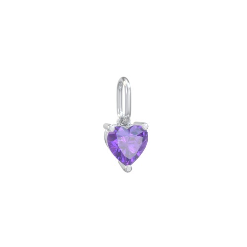 Heart Gemstone Charm – Sterling Silver with Amethyst