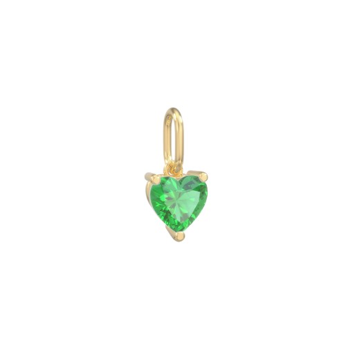 Heart Gemstone Charm – 10K Yellow Gold with Emerald