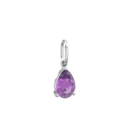 Pear Gemstone Charm in 925 Sterling Silver with Amethyst