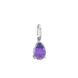 Pear Gemstone Charm in 925 Sterling Silver with Amethyst