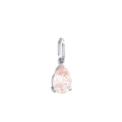 Pear Gemstone Charm – Sterling Silver with Morganite