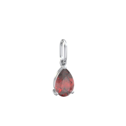 Pear Gemstone Charm – Sterling Silver with Garnet