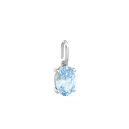 Oval Gemstone Charm in 925 Sterling Silver with Aquamarine