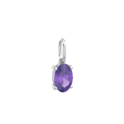 Oval Gemstone Charm in 925 Sterling Silver with Amethyst