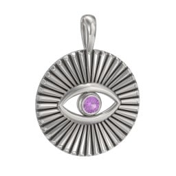 Men's Evil Eye Disc Pendant with Gemstone