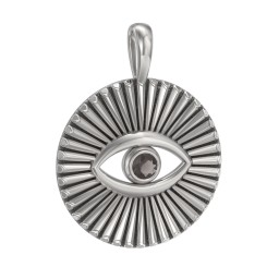 Men's Evil Eye Disc Pendant with Gemstone