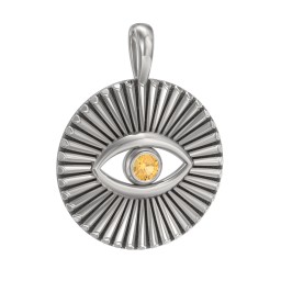 Men's Evil Eye Disc Pendant with Gemstone