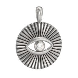 Men's Evil Eye Disc Pendant with Gemstone