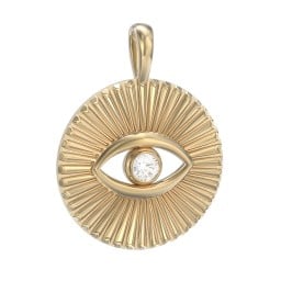 Men's Evil Eye Disc Pendant with Gemstone