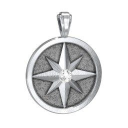 Men's Engravable North Star Disc Pendant with Gemstone