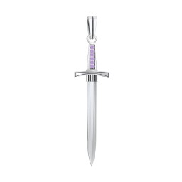 Men's Engravable Sword Pendant with Accent Stones