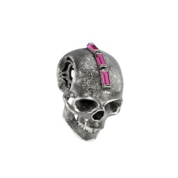 Men's Skull Pendant with Baguette Gemstone Mohawk