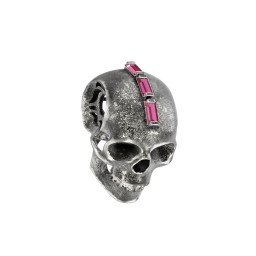 Men's Skull Pendant with Baguette Gemstone Mohawk
