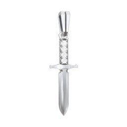 Men's Engravable Dagger Pendant with Gemstones