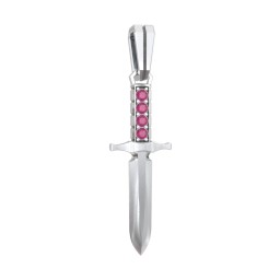 Men's Engravable Dagger Pendant with Gemstones