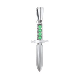 Men's Engravable Dagger Pendant with Gemstones