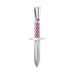 Men's Engravable Dagger Pendant with Gemstones
