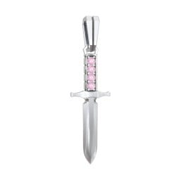 Men's Engravable Dagger Pendant with Gemstones