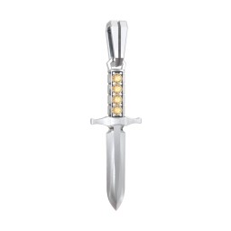 Men's Engravable Dagger Pendant with Gemstones
