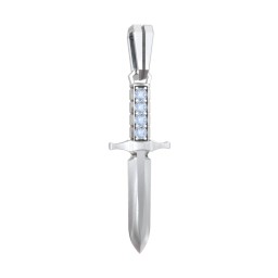 Men's Engravable Dagger Pendant with Gemstones