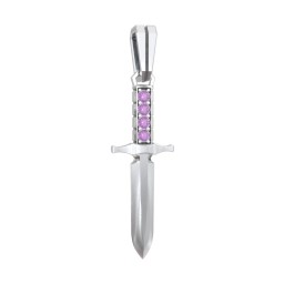 Men's Engravable Dagger Pendant with Gemstones in 925 Sterling Silver with Amethyst