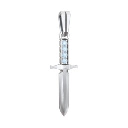 Men's Engravable Dagger Pendant with Gemstones in 925 Sterling Silver with Blue Topaz