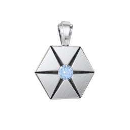 Men's Engravable Starburst Hexagon Pendant with Gemstone