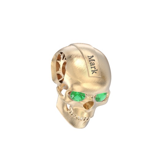 Men's Engravable Skull Pendant with Gemstone Eyes