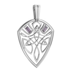 Men's Celtic Shield Pendant with Baguette Gemstones