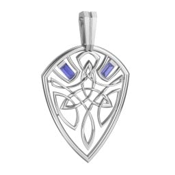 Men's Celtic Shield Pendant with Baguette Gemstones