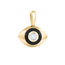 Men's Engravable Evil Eye Gemstone Pendant with Cold Enamel