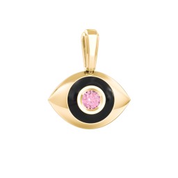 Men's Engravable Evil Eye Gemstone Pendant with Cold Enamel