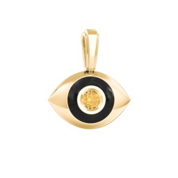 Men's Engravable Evil Eye Gemstone Pendant with Cold Enamel