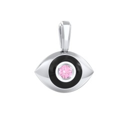Men's Engravable Evil Eye Gemstone Pendant with Cold Enamel