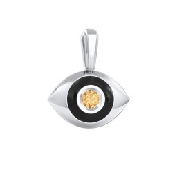 Men's Engravable Evil Eye Gemstone Pendant with Cold Enamel