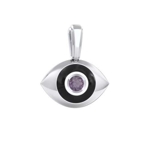 Men's Engravable Evil Eye Gemstone Pendant with Cold Enamel