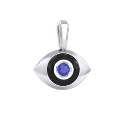 Men's Engravable Evil Eye Gemstone Pendant with Cold Enamel in 925 Sterling Silver