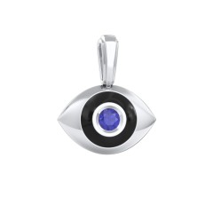 Men's Engravable Evil Eye Gemstone Pendant with Cold Enamel – 10K Yellow Gold with Emerald