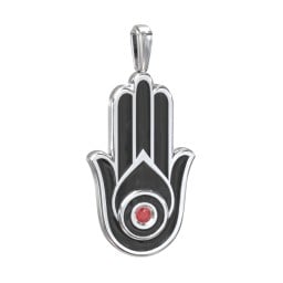 Men's Engravable Hamsa Gemstone Pendant with Cold Enamel