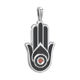 Men's Engravable Hamsa Gemstone Pendant with Cold Enamel