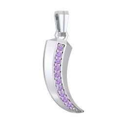 Men's Engravable Claw Pendant with Gemstones in 925 Sterling Silver with Amethyst