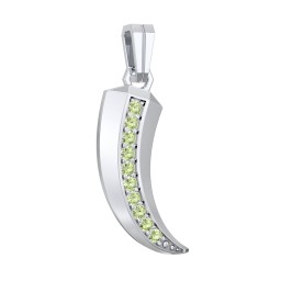Men's Engravable Claw Pendant with Gemstones in 925 Sterling Silver with Peridot