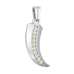 Men's Engravable Claw Pendant with Gemstones in 925 Sterling Silver with Peridot