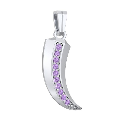 Men's Engravable Claw Pendant with Gemstones – Sterling Silver with Amethyst