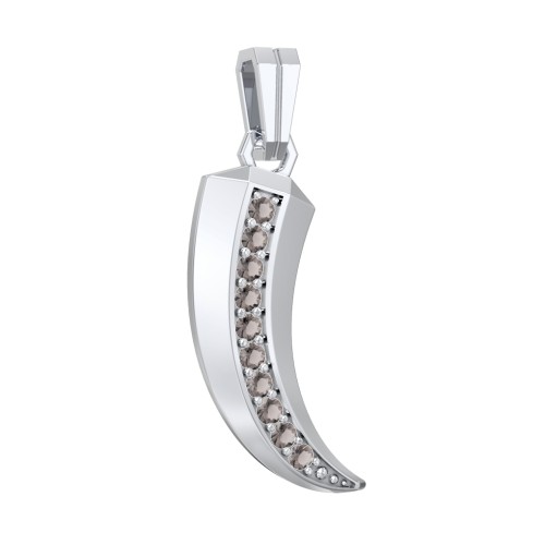 Men's Engravable Claw Pendant with Gemstones – Sterling Silver with Smokey Quartz