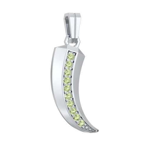 Men's Engravable Claw Pendant with Gemstones – Sterling Silver with Peridot