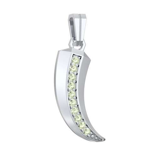 Men's Engravable Claw Pendant with Gemstones – Sterling Silver with Peridot