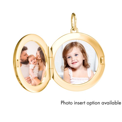 Engravable Round Photo Locket Charm